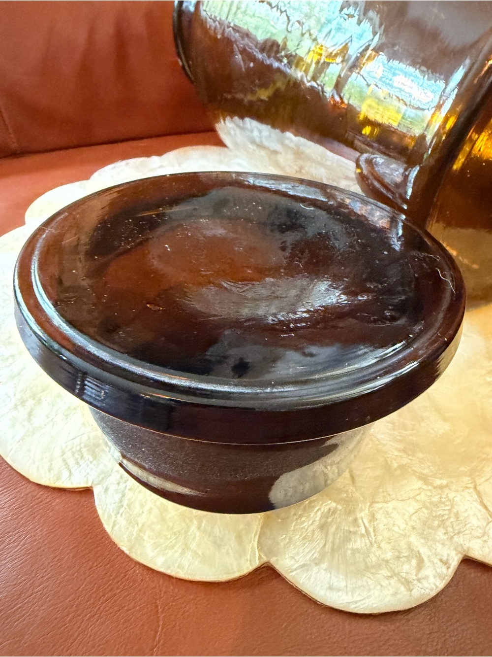 Vintage 13” Handblown Amber Glass Apothecary Jar - Unique Home Accents - Picture 6 of 11